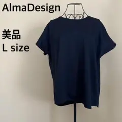 【美品】AlmaDesign/半袖トップス/ブラウス/カットソー/黒/ブラック