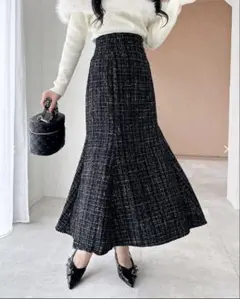 値下げ⭐︎【新品・完売品】バックレースアップツイードマーメイドスカート