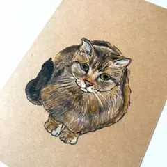 草原とネコ】猫の絵画 木枠付き ミニサイズ 水彩画 絵 絵画 原画
