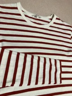 OLD UNIQLO ユニクロ ボーダー コットン ロンTシャツ カットソー白赤