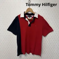トミーヒルフィガー　メンズ　半袖ポロシャツ　赤×紺×白　サイズMのサムネイル