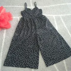 GU ジーユー 水玉 ドット柄 オーバーオール サロペット 150 黒