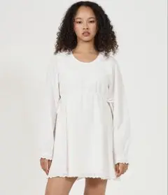 コットンレース付き ミニ丈ワンピース TINA：JOJUN