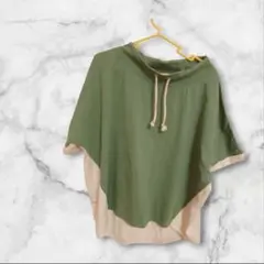 フード付きオーバーサイズTシャツ 緑と白