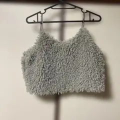 グレー ファー風クロップドビスチェ