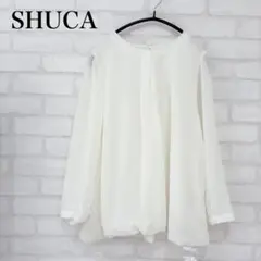 【新品】SHUCAシュカ　長袖シアーブラウス　シャツ　ホワイト系　M シフォンのサムネイル