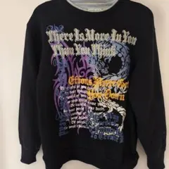 【美品】裏起毛　グラフィックプリント ブラック トレーナー