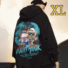 パーカー メンズ　 ビッグシルエット 韓国風 ストリート　裏起毛　2L クマ