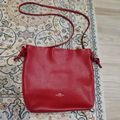 COACH レッド レザー ショルダーバッグ サコッシュ