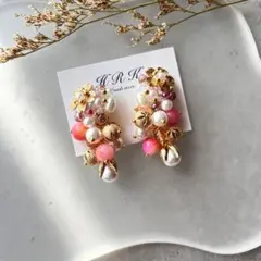 ❁36 桜の和風ビーズピアス/イヤリング　着物　成人式　卒業式　和装　さくら