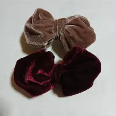 バレッタ2個セット リボンベロア