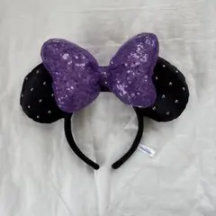 ミニーマウス風スパンコールカチューシャ　紫