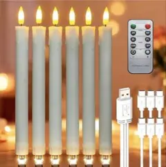 LED キャンドル 電子ろうそく リモコン ライト 電気 充電式 ロウソク 6本