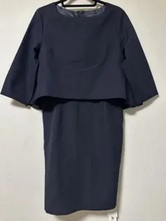 アクアガレージ　ペプラムワンピ　ネイビー　Ｌ　フォーマル　大きめ　卒園式　卒業式