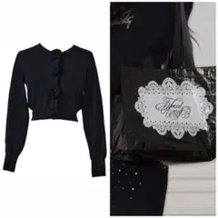 rose motif lame knit cardigan ノベルティ バッグ