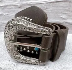 茶 ウエスタンベルト アメカジ ヴィンテージ y2k グランジ スタッズ