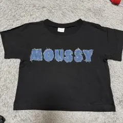 moussy デニムロゴショートトップス 半袖 ショート丈トップス ミニT