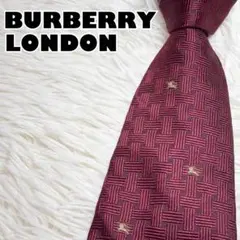 【極美品】BURBERRYLONDON ネクタイ　ホースロゴ　レッド