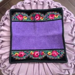 未使用　FEILER　花柄　紫色　ハンカチ　タオル　ミニ　ハンド　パープル