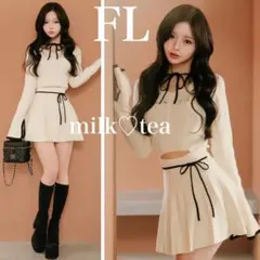 新品タグ付 ダーリッチ ウエストオープンリボンデザインニットミニワンピース FL