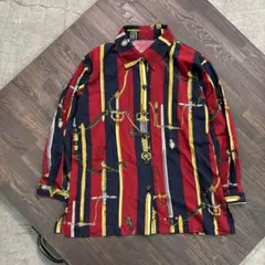 7BS2 アンティークシャツ　総柄　ブラウス　レディース　古着used