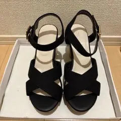 Honeys クロスヒールサンダル ブラック Lサイズ