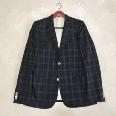 美品　CICATA　チェック柄　2つ釦ブレザー　銀ボタン　1サイズ　日本製