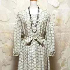 着物リメイク　ワンピース　ドロップショルダー　パフスリーブ