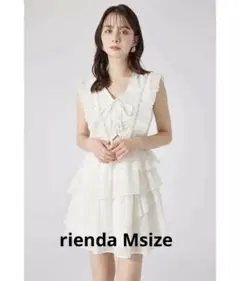 美品　rienda ノースリーブ フリル ミニワンピース ホワイト Mのサムネイル