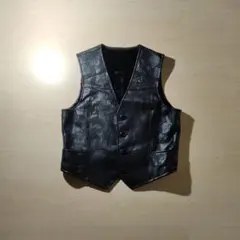 【希少レア】00s ボア ムートン レザー ベスト スタッズ 総柄 黒 レトロ