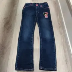 ミキハウス ダブルビー　デニム ピンク ステッチ　130　☆美品☆