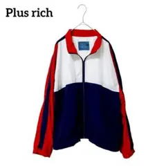 Plus rich ナイロンジャケット 赤・白・紺 カラーブロック S