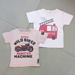 のりもの 英文字 Tシャツ 130サイズ 2枚セット まとめ売りのサムネイル