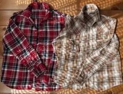 UNIQLO 長袖シャツ 150 レッドチェック、ベージュチェック2枚セット