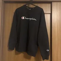 Champion ブラック クルーネック スウェット