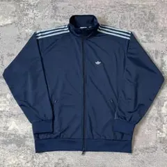 【00S】アディダス ベッケンバウアー トラックジャケット 刺繍ロゴ 紺 XL
