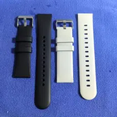 スマートウォッチ用ベルト黒 白 2本セット 22mm巾バンド