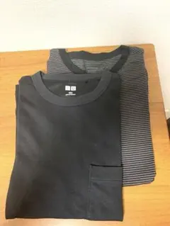UNIQLO Tシャツ 2枚セット 160 サイズ 黒・ボーダー