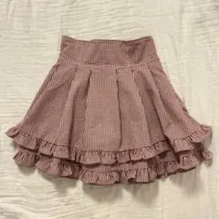 【美品】evelyn ダブルフリルSK フレアミニスカート チェック レッド 赤