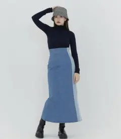 ティーナジョジュンtina jojun バイカラー マーメイドデニムスカー