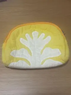 ハワイアンキルト　ポーチ　黄色