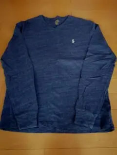 POLO RALPH LAUREN ダークブルー Vネック長袖カットソー