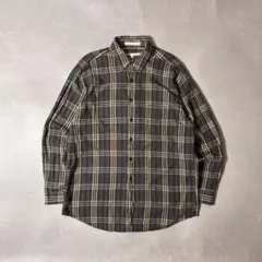 ペリーエリス コットンレーヨン オンブレチェックシャツ 長袖 ダークグレー Lのサムネイル