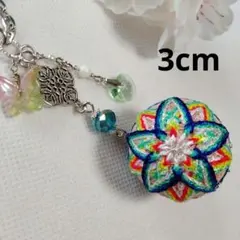 絹糸 小さな手まり 夜空のお星様 バッグチャーム 天然石 ハンドメイド
