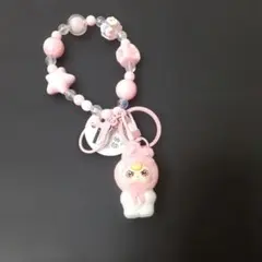 ベイビースリー ぷくっとアングリーフェイス　ビーズストラップキーホルダー
