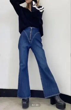 GYDA ジェイダ H/WデザインZIPフレアデニムパンツ