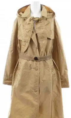 ベージュ フード付きトレンチコート