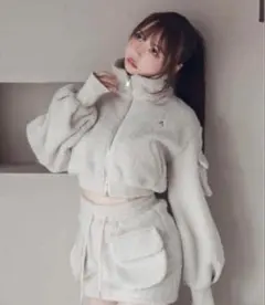 andmary Miffy boa jacket & mini skirt