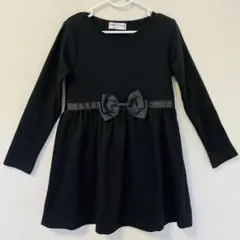 フォーマル＊黒色リボン付き長袖ワンピース(120)