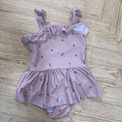 女の子 ワンピース水着 薄いピンク いちご柄